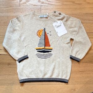 NWT 24M Light Weight Beige Sweater with Sailboat Design